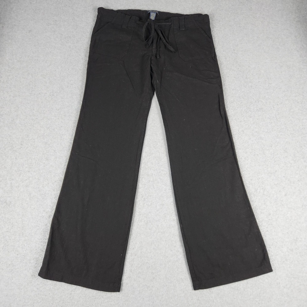 Zenana Outfitters Pants Womens Large Black Rayon Boho Drawstring Waist Wide Leg